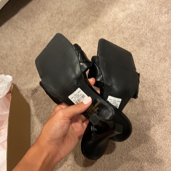 Square Toe Slip on Black Heels - Picture 9 of 9